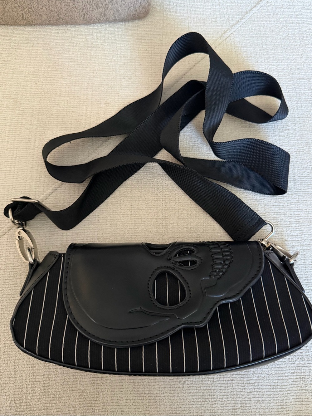 Skull Pinstripe Mini Crossbody
